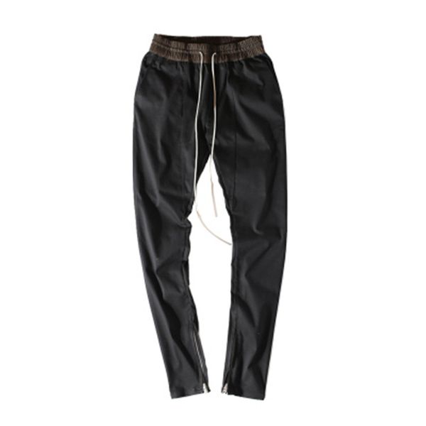 

men slim pants cotton casual high street fashion zip gothic black ro jogger pants darkness outdoor elastic waist
