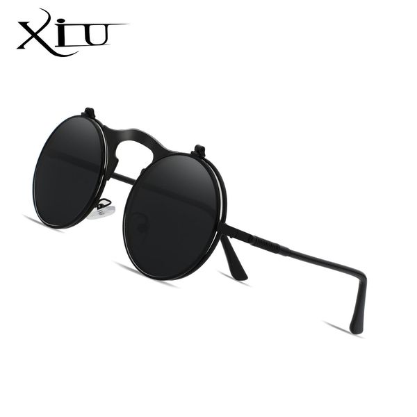 

xiu flip up steampunk sunglasses men round vintage mens sunglass brand designer fashion glasses uv400 zcrmo