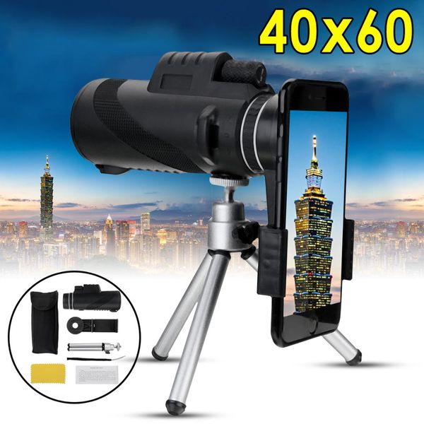 

40x60 zoom hd lens mini night vision monocular telescope with tripod phone clip handheld binoculars for outdoor hunting camping