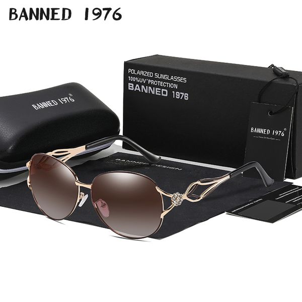 

banned women's hd polarized fashion sunglasses sell brand name lens feminin diamond sun glasses vintage with gift box y200420, White;black