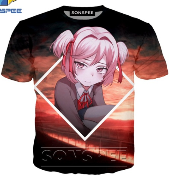 

мода аниме футболка doki sexy girl loli пляж 3d печати женщины мужчины моды harajuku детские рубашки homme tshirt k1375, White;black
