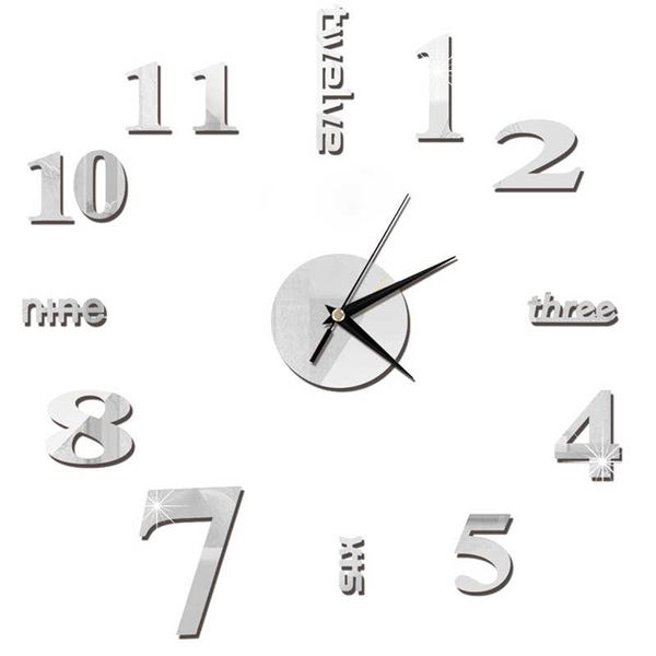 

3d wall clock mirror wall stickers creative diy wall clocks removable art decal sticker home decor living room quartz needle hot