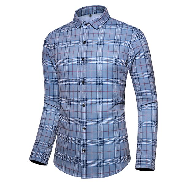 

рубашка мужская slim fit с длинным рукавом классические рубашки мужчины повседневная рубашка мужской социальный 2019 плед -7xl a14, White;black