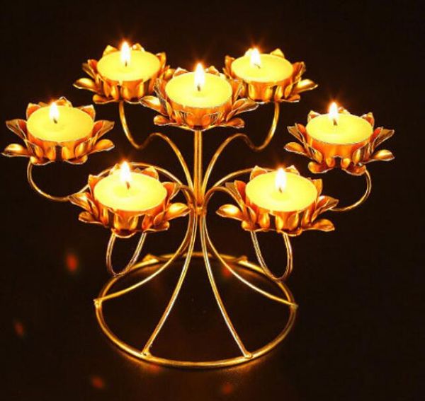 Assembled Stainless Steel Butter Lamp Candle Holders Lotus Style