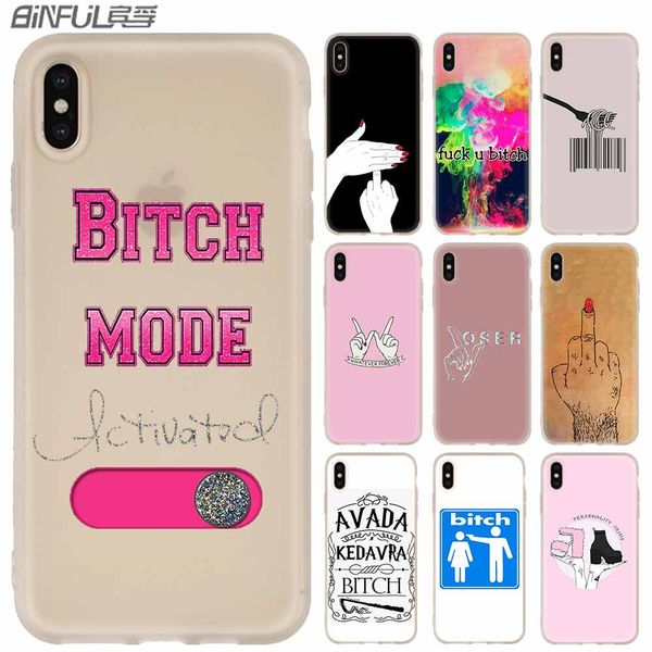 

mode on pink bitching phone cases luxury silicone soft cover for iphone xi r 2019 x xs max xr 6 6s 7 8 plus 5 4s se coque