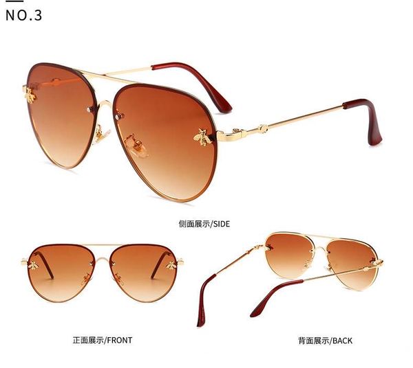 

ретро океана кусок очки высокого качества, солнечные очки способа ретро пчелиный металл роскошь каркасные известных брендов солнцезащитных о, White;black