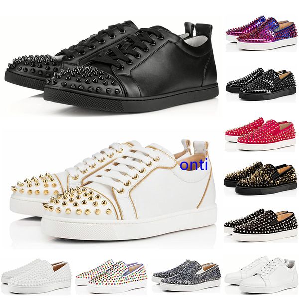 

2019 luxury designer women shoes low nude black red leather pointed toes pumps party genuine leather casual sneaker shoes