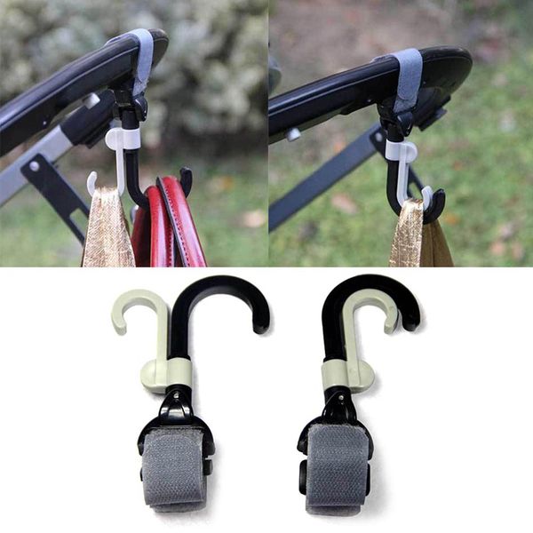 

2pcs/pack baby bag stroller hooks 2 in 1 pram rotate 360 degree pram pushchair cart hook accessories