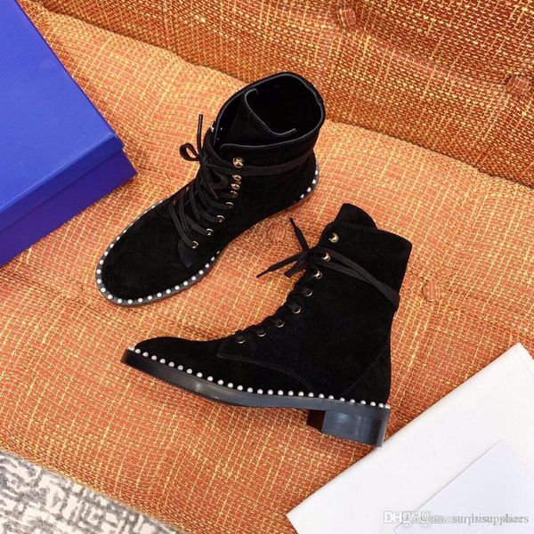 

fashion classic round head middle calf female models martin boots comfortable and simple lace fashion designer boots, Black