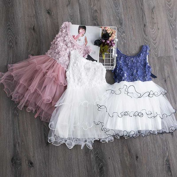 Vestido infantil de verão para meninas Flor Princesa Dress Lace Tutu Party Kids Dresses Casual Diário Use roupas de menina