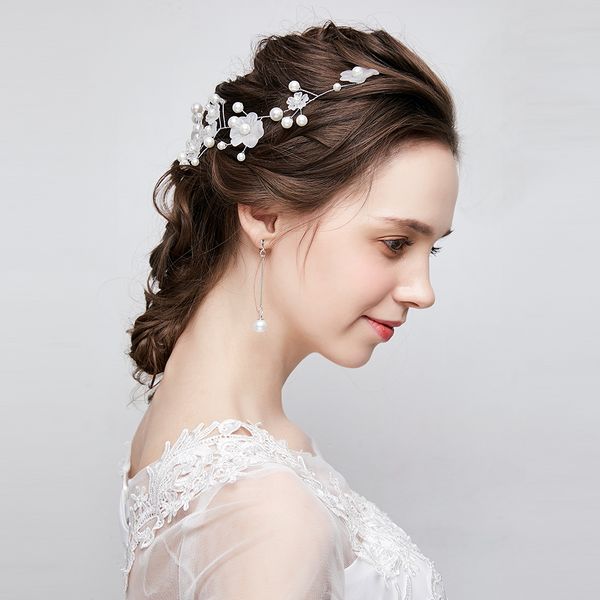 

xianmei bridal headdress korean style sen white hair accessories 2019 new wedding jewelry wedding accessories set, Golden;white