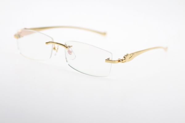 

2019 5102338 gold rimless leopard series eyeglasses women fashion designer eyewear with box frame size:54-18-135mm, Silver