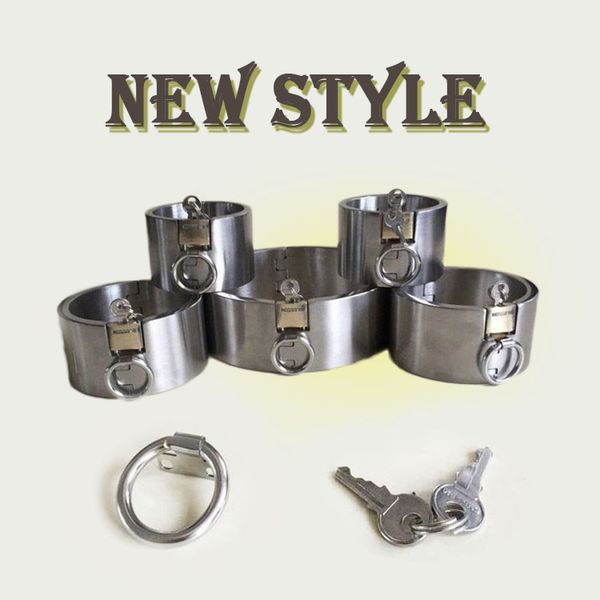 

new arrival sets bdsm sm toys luxury stainless steel heavy duty collar cuffs fetter thick iron locking collar mirror polished