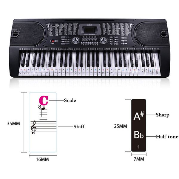 

37/49/54/61/88 key transparent piano sticker piano keyboard sticker removable electronic keyboard piano sticker beginners