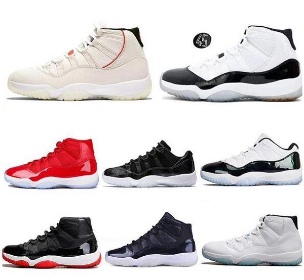 

2019 mens basketball shoes concord high 45 11 xi 11s cap and gown prm heiress gym chicago platinum tint space jams trainer sport sneakers