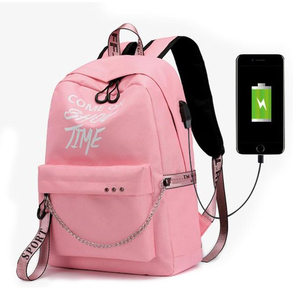 

women external usb charge backpack canvas backpack male mochila escolar girls lapschool bags for teenage