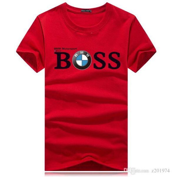 

2019 summer new fashion short sleeve t-shirt letter bos printed men's t-shirt pure cotton casual t-shirt, White
