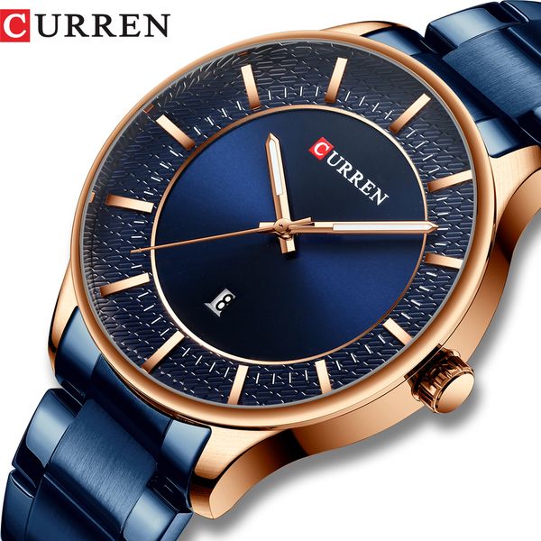 

curren men watch stainless steel classy business watch male auto date clock fashion casual quartz wristwatch relogio masculino, Slivery;brown