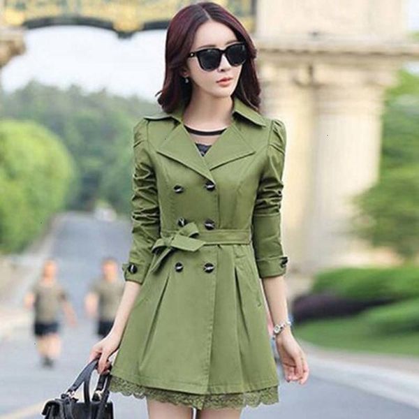 

trench coat women long for coat women spring coat double breasted lace casaco feminino autumn outerwear abrigos mujer z015 drop shipping, Tan;black