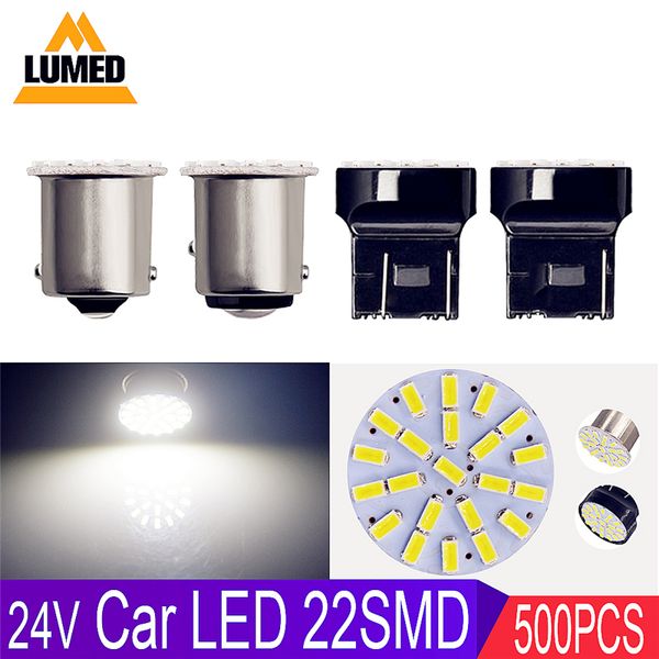 

500x 1156 led 1157 ba15s t20 7440 7443 bay15d car lights 3014 led auto lamp drl 22 smd tail light dc 24v