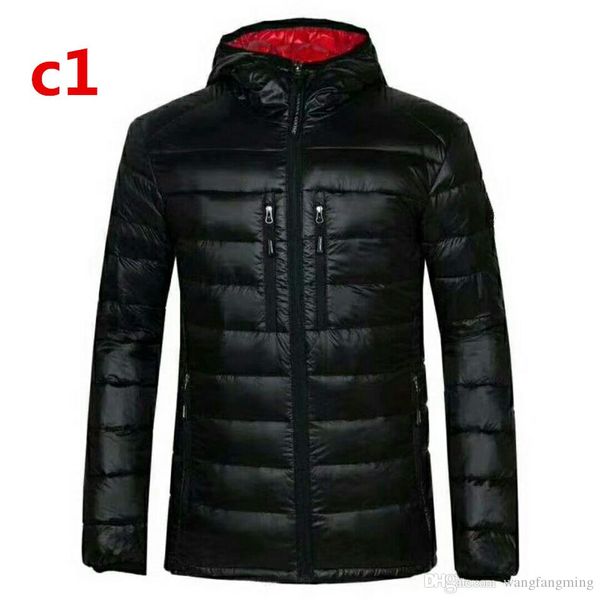 

2018 new canadian fashion sports brand man 100%goose down thin warm jacket hooded casual cotton coat outfit ing, Black