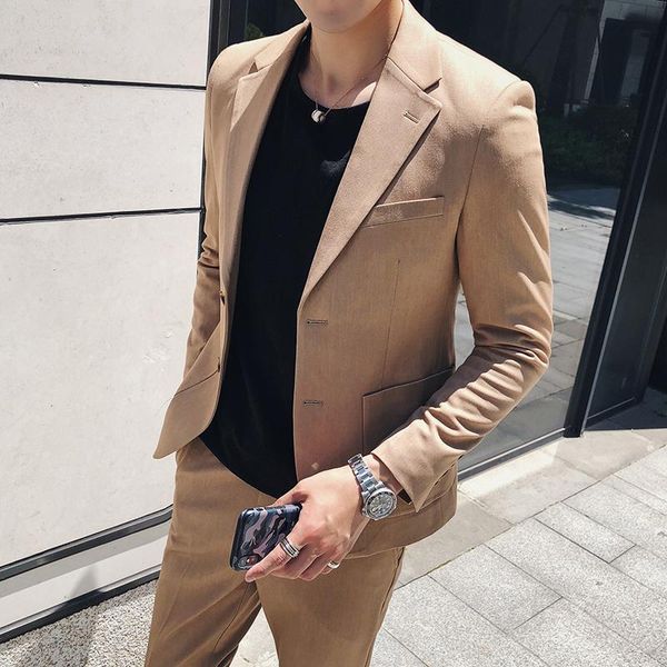 

осенняя корейская новая мода британский костюм мужской корейский вариант самосовершенствования молодежный бизнес полосатый двухсекционный, White;black