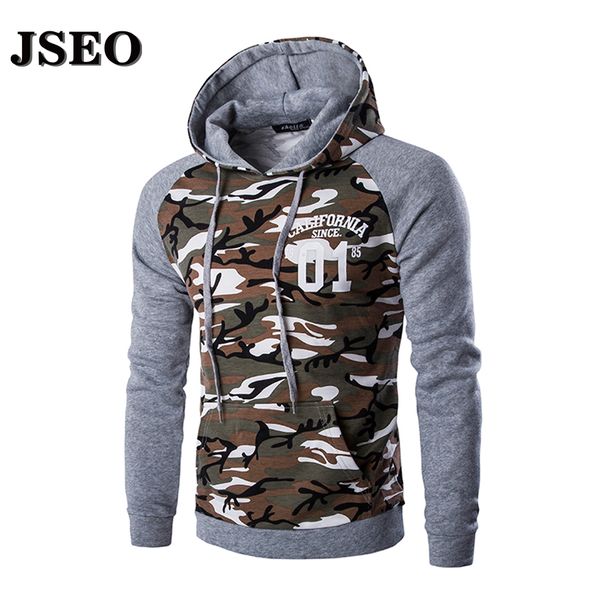 

jseo- 2016 new brand men's hoodie fashion new korean men slim camouflage style sleeve head autumn jacket pocket, Black