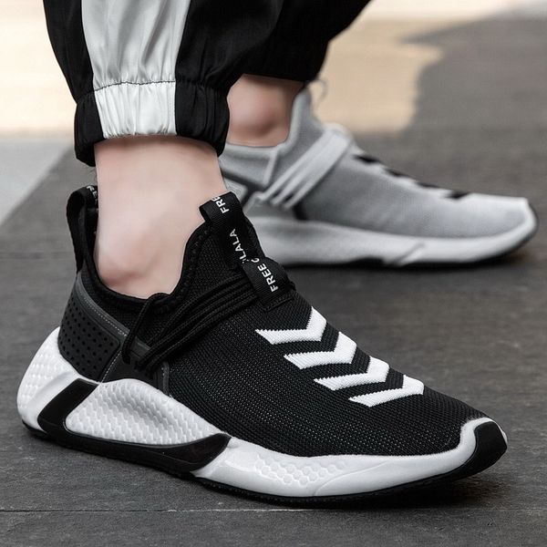

new men running sneakers mesh fashion breathable low sport shoes male lace up non-slip tenis masculino athletic men casual shoes, Black