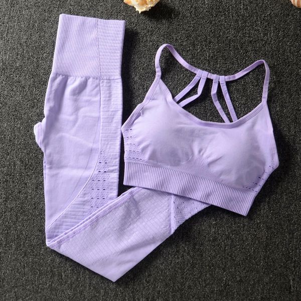 

2pcs/set seamless yoga set women fitness bra sportswear woman gym leggings pants padded push-up strappy sports bra sports suits, White;red