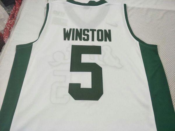 

white michigan state spartans #5 cassius winston college real embroidery basketball jersey size s-4xl or custom any name or number jersey, Black