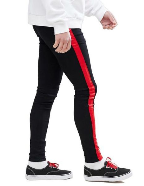 

black striped mens 19ss designer jeans men clothing spring slim fit street jean pants mens skinny pants, Blue