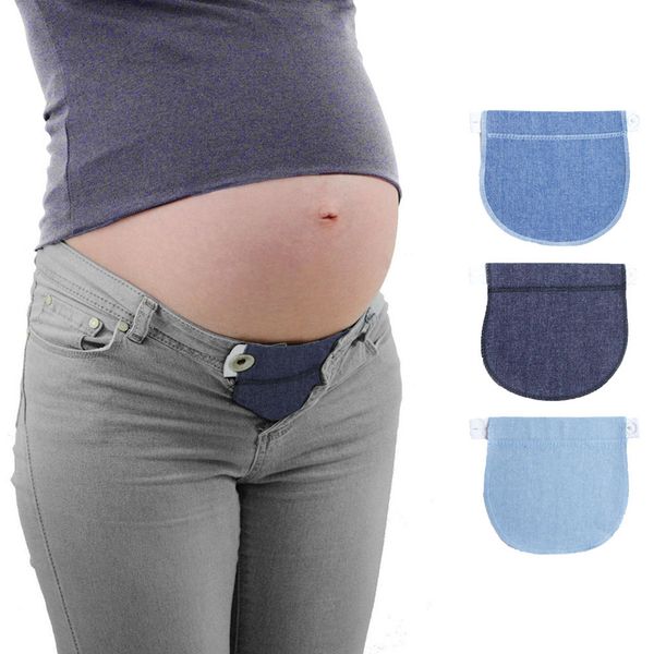 

3pcs/set maternity pregnancy waistband cotton elastic waist extender pregnant soft pants belly belt, Blue