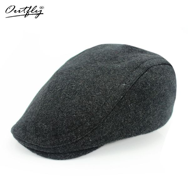 

outfly 2020 winter new arrive berest classic design retro men's tradition berest cap wool warm brand solid hat, Blue;gray