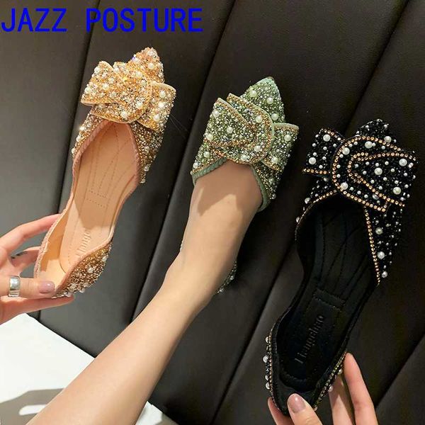 

new features in 2020 flat women's shoes, rhinestones, bows, women's casual shoes, bow and rhinestone loafers, q558, Black