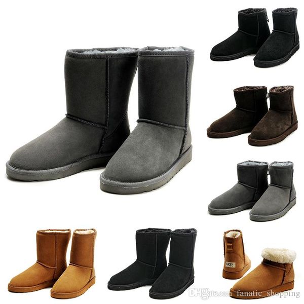 

2020 new luxury designer mens boots ankle knee winter snow booties classic mini short half men australian boots 41-45 quality, Black