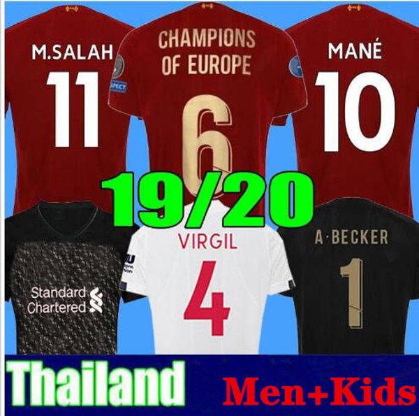 

New 2019 2020 mohamed alah occer jer ey 6 trophy 19 20 mane top virgil football hirt cami eta firmino kit ali on becker black maillot