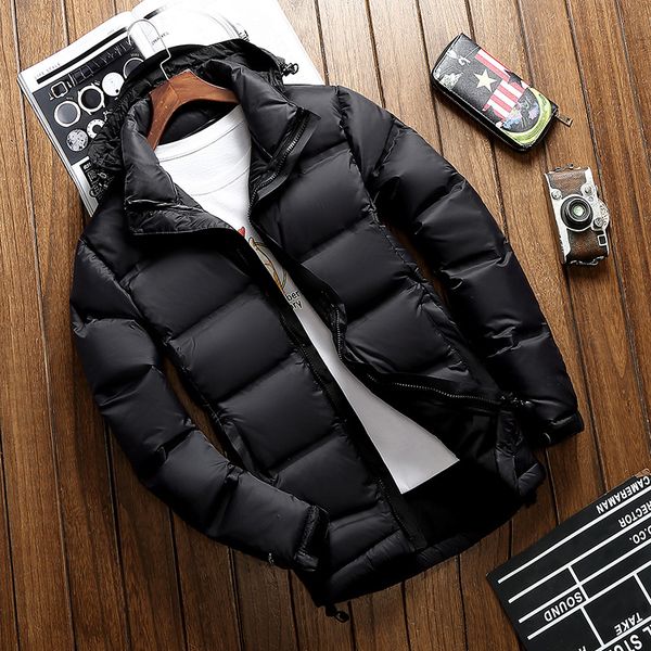 

men coat snow parkas male warm clothing winter down jacket outerwear 80% white duck thick down jacket, Black