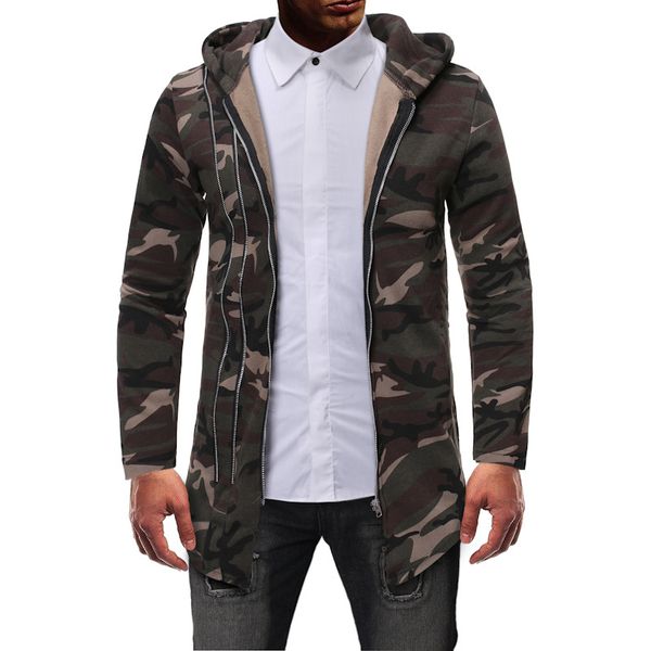 

2020 new winter mens hooded camouflage sweater men mid-length casual loose-fit jackets pullover mens designer hoodies, Black