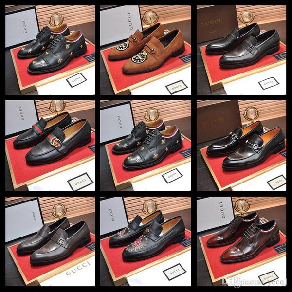

19sw men dress italian leather shoes slip on fashion men leather moccasin glitter formal male shoes pointed toe shoes for men yyyy6, Black