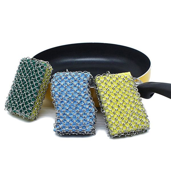 

stainless steel sponge brush net scrubber cleaner washing pot bag ovens cleaning tool sp99