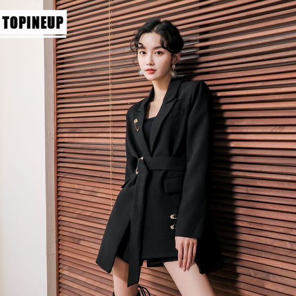 

women's open front work blazers and thin button small suit female jacket, White;black