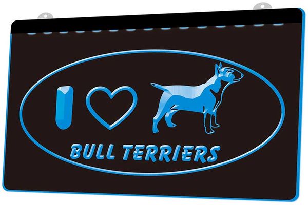 2019 Ls1081 B I Love Bull Terrier Dog Pet Shop Neon Light Sign
