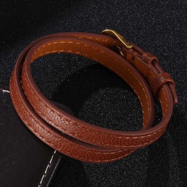 

fashion multilayer brown leather women bracelet golden/rosegold alloy buckle length adjustable men wrist band gifts, Golden;silver