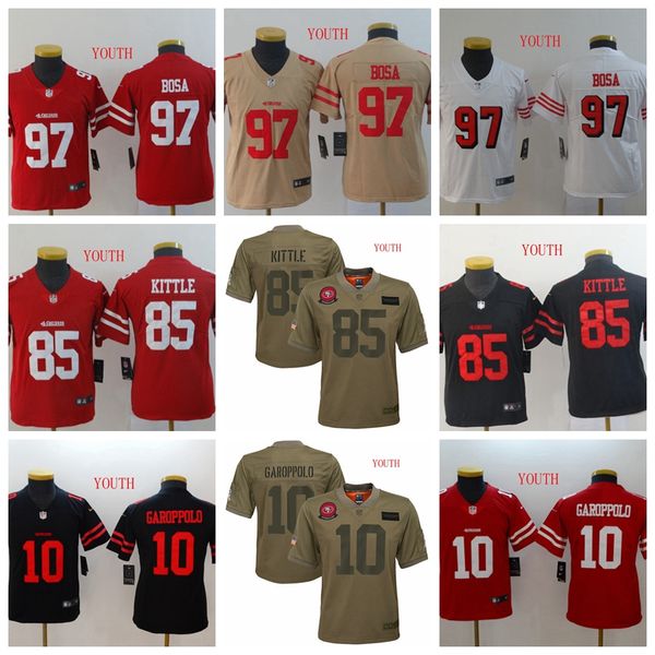 

youth san francisco 49ers jerseys 10 jimmy garoppolo 7 colin kaepernick 97 bosa kaepernick 16 joe montana 80 jerry rice nfl jerseys, Black;red