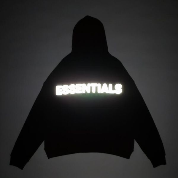 

essentials fear of god 19ss страх божий основы пуловер hoodie 3m reflective essentials письмо est печать high street casual hoodie, Black