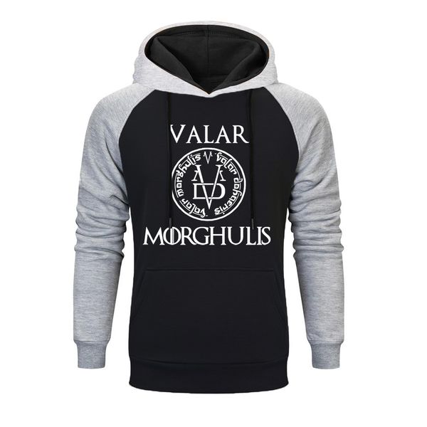 

valar morghulis print sweatshirt men 2019 autumn winter casual raglan hoodie harajuku pullover brand hoodies, Black