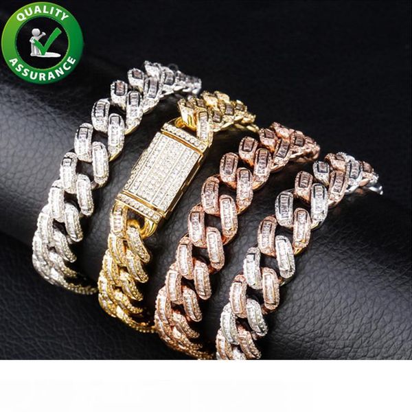 

хип-хоп мужские ювелирные браслеты обледеневшие бриллиантовые теннисные цепи браслет роскошный дизайнерский браслет мужчины кубинский звено, Black