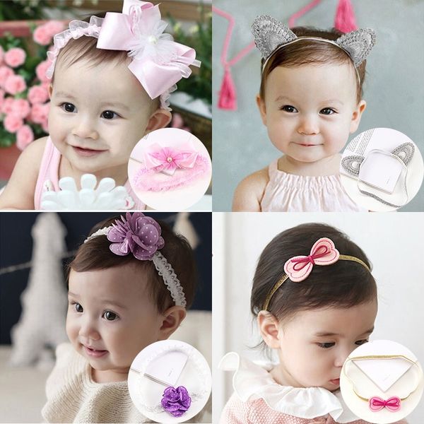 

baby cute children's accessories princess newborn hair band headdress girl floral headdress hair band hairpin baby, Slivery;white