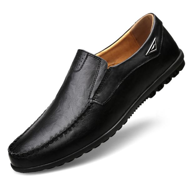 

2020 men casual shoes genuine leather men shoes fashion leather male loafers comfort walking riding 39-44, Black
