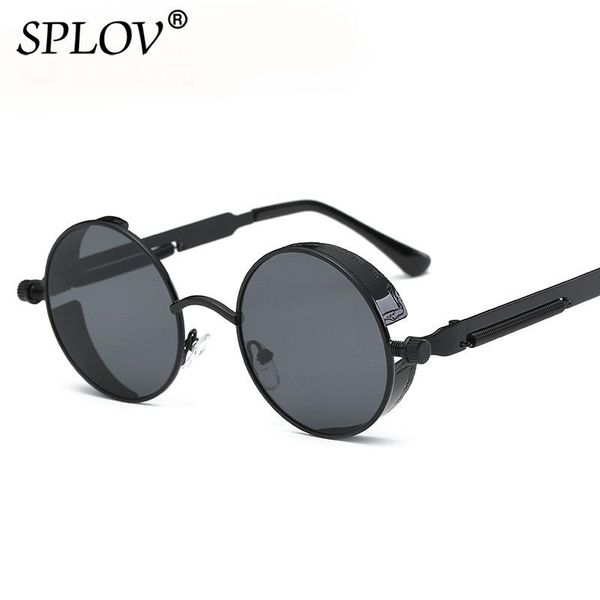 

splov retro round steam punk sunglasses men women brand designer small circle sun glasses vintage metal frame driving eyewear huvre